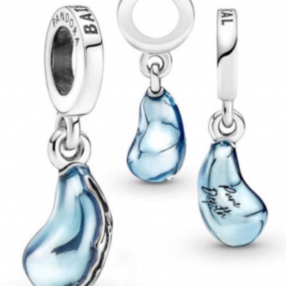 Silver and Blue Bean Pendant